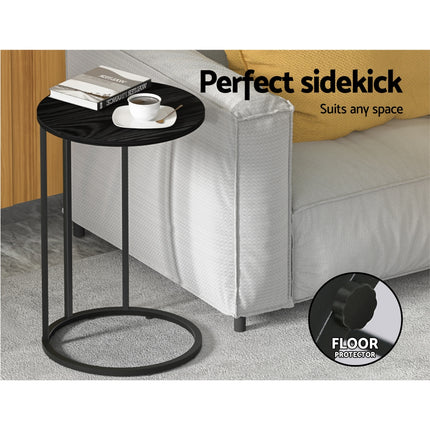 Artiss Coffee Table Side Table Round Black Martha.