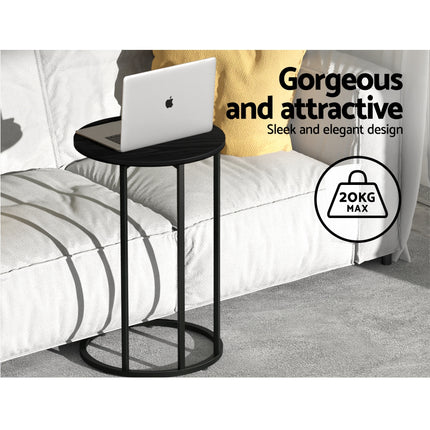 Artiss Coffee Table Side Table Round Black Martha.