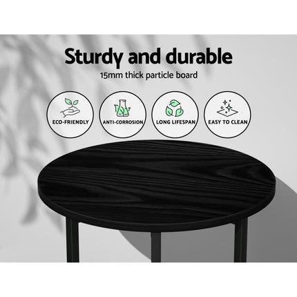 Artiss Coffee Table Side Table Round Black Martha.