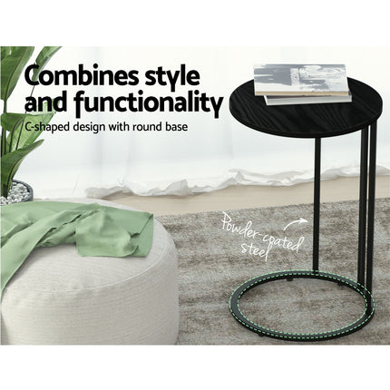 Artiss Coffee Table Side Table Round Black Martha.
