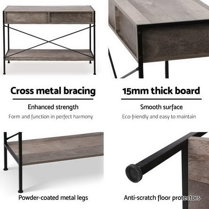 Artiss Console Table 2 Drawers Walnut Marconi.