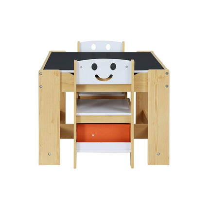 Keezi 3PCS Kids Table and Chairs Set Activity Desk Chalkboard Toys Storage Box.