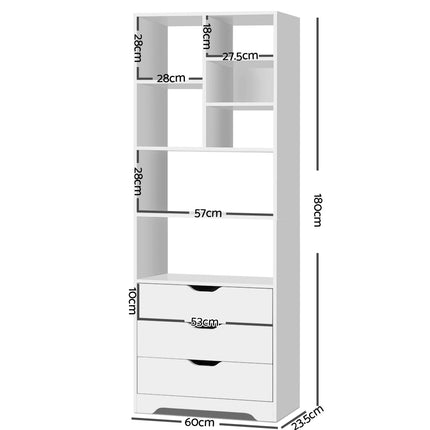 Artiss Bookshelf with Drawers - NANA White.
