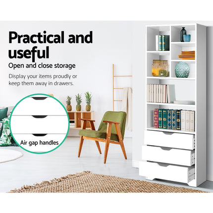 Artiss Bookshelf with Drawers - NANA White.