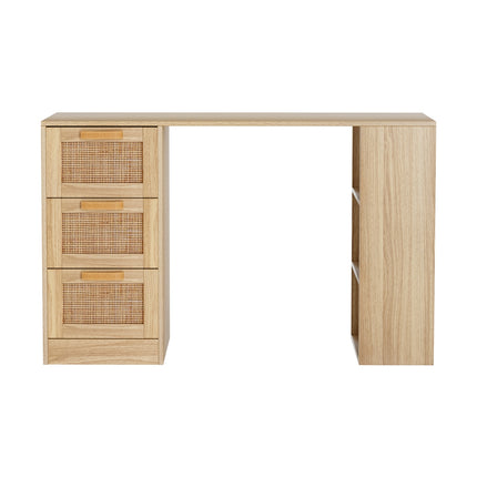 Artiss Computer Desk Drawer Shelf Home Office Study Table Rattan Oak 120CM.