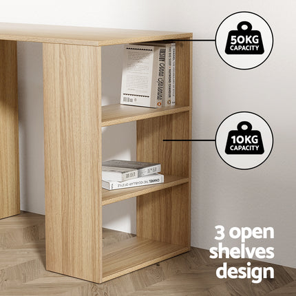 Artiss Computer Desk Drawer Shelf Home Office Study Table Rattan Oak 120CM.