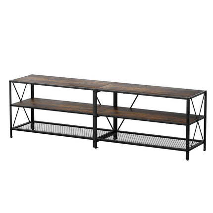 Artiss Entertainment Unit TV Stand 3-tier Display Shelves Vintage Rustic Walnut.