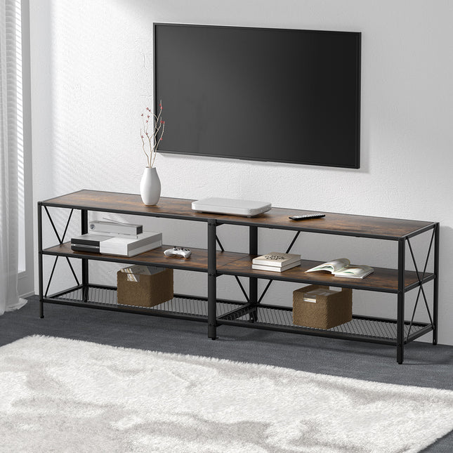 Artiss Entertainment Unit TV Stand 3-tier Display Shelves Vintage Rustic Walnut.