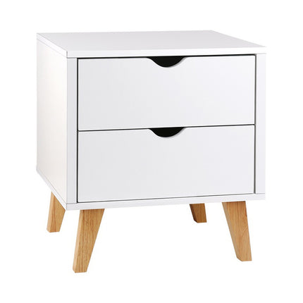 Artiss Bedside Table 2 Drawers - ANDERS White.