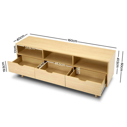 Artiss Computer Desk Drawer Cabinet Shelf Oak 90CM.