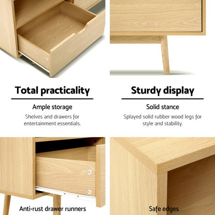 Artiss Computer Desk Drawer Cabinet Shelf Oak 90CM.