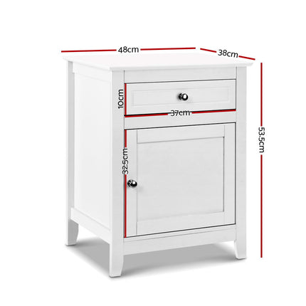 Artiss Bedside Tables Side Table Drawers Nightstand White.