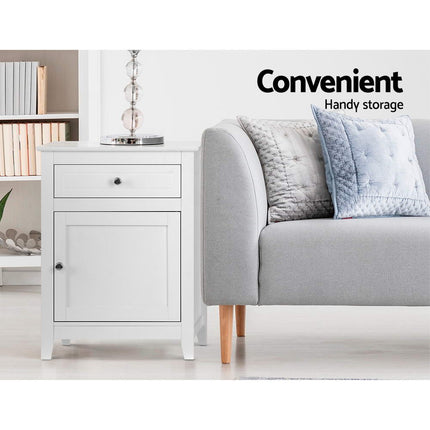 Artiss Bedside Tables Side Table Drawers Nightstand White.