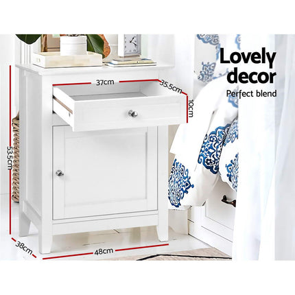 Artiss Bedside Tables Side Table Drawers Nightstand White.