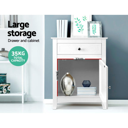 Artiss Bedside Tables Side Table Drawers Nightstand White.