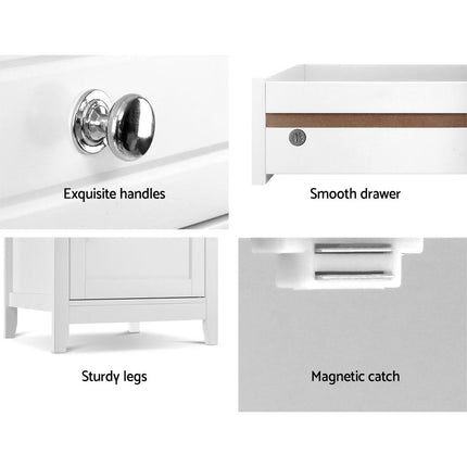 Artiss Bedside Tables Side Table Drawers Nightstand White.