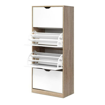 Artiss Shoe Rack Cabinet 60 Pairs 4-tier White Elen.
