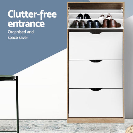 Artiss Shoe Rack Cabinet 60 Pairs 4-tier White Elen.
