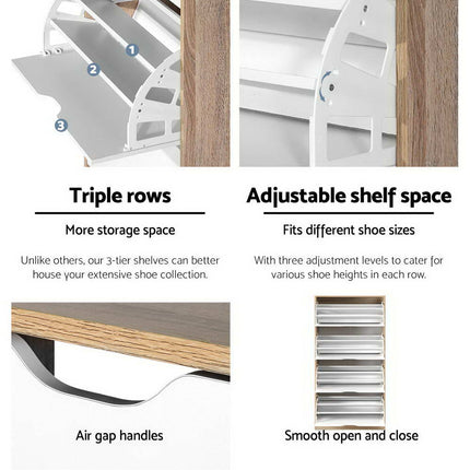 Artiss Shoe Rack Cabinet 60 Pairs 4-tier White Elen.