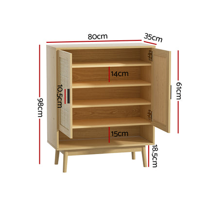Artiss Shoe Rack Cabinet Rattan 5-tier 20 Pairs Dani.