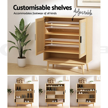 Artiss Shoe Rack Cabinet Rattan 5-tier 20 Pairs Dani.