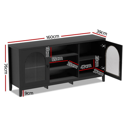Artiss Buffet Sideboard Shelves Double Doors - Black.