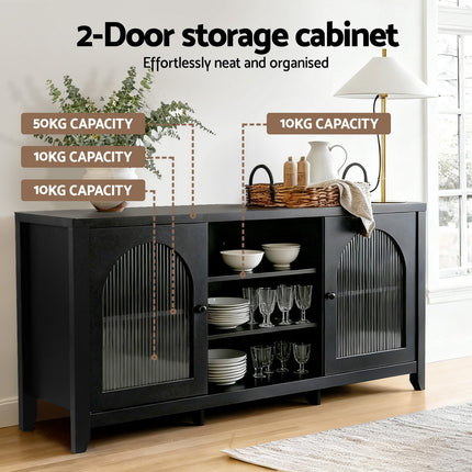 Artiss Buffet Sideboard Shelves Double Doors - Black.