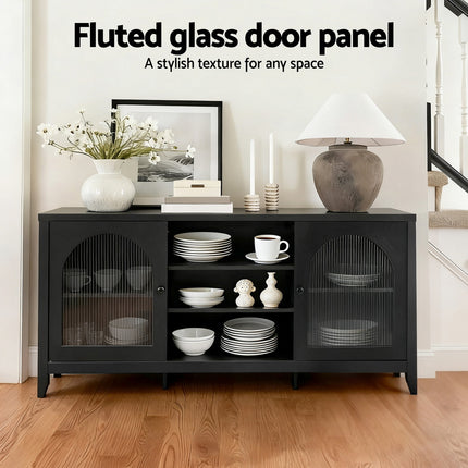 Artiss Buffet Sideboard Shelves Double Doors - Black.