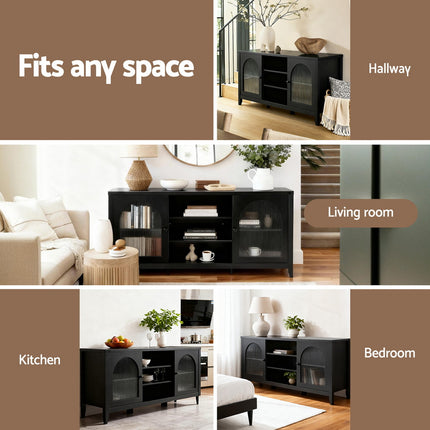 Artiss Buffet Sideboard Shelves Double Doors - Black.