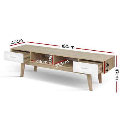 Artiss TV Cabinet Entertainment Unit 180cm Oak White Gary.