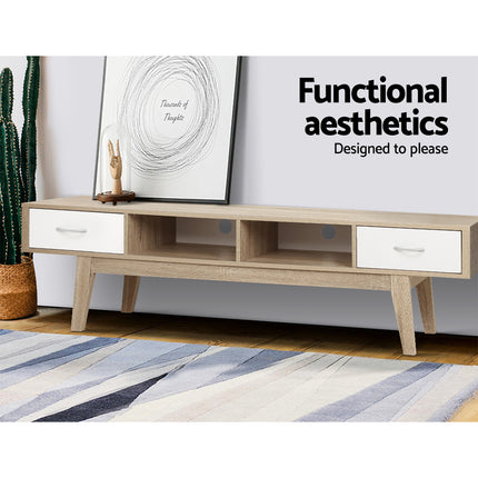 Artiss TV Cabinet Entertainment Unit 180cm Oak White Gary.