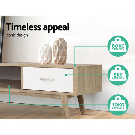 Artiss TV Cabinet Entertainment Unit 180cm Oak White Gary.