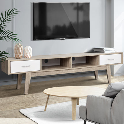 Artiss TV Cabinet Entertainment Unit 180cm Oak White Gary.
