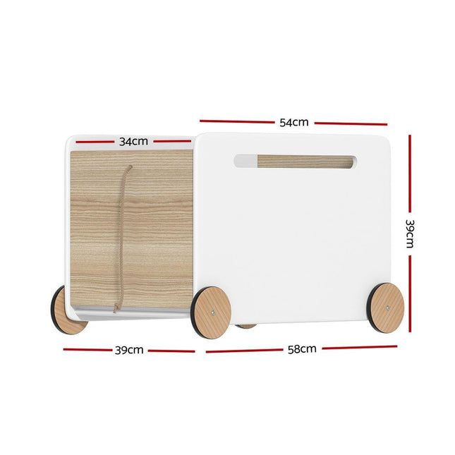 Keezi Kids Toy Box Container Children Chest Storage Clothes Organiser Wheels.