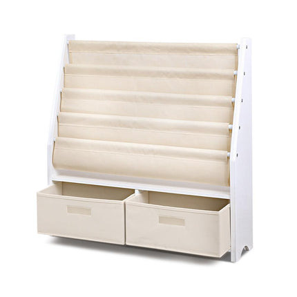 Keezi 4 Tiers Kids Bookshelf Magazine Rack Children Bookcase Organiser Drawer.