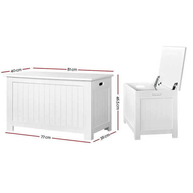 Keezi Kids Toy Box Chest Storage Blanket Children Clothes Room Organiser White.