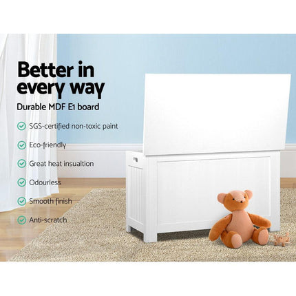 Keezi Kids Toy Box Chest Storage Blanket Children Clothes Room Organiser White.
