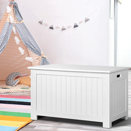 Keezi Kids Toy Box Chest Storage Blanket Children Clothes Room Organiser White.