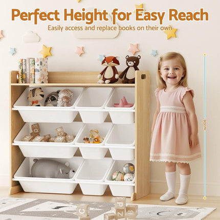Keezi Kids Toy Box 9 Bins Bookshelf Organiser Display Shelf Storage Rack Wooden.