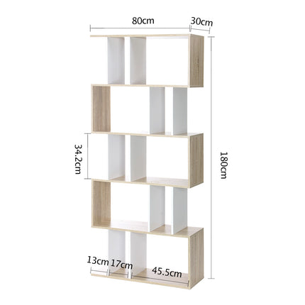 Artiss Bookshelf 5 Tiers - RITA White and Oak.