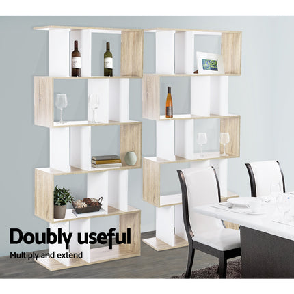 Artiss Bookshelf 5 Tiers - RITA White and Oak.
