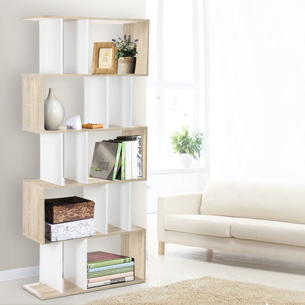 Artiss Bookshelf 5 Tiers - RITA White and Oak.