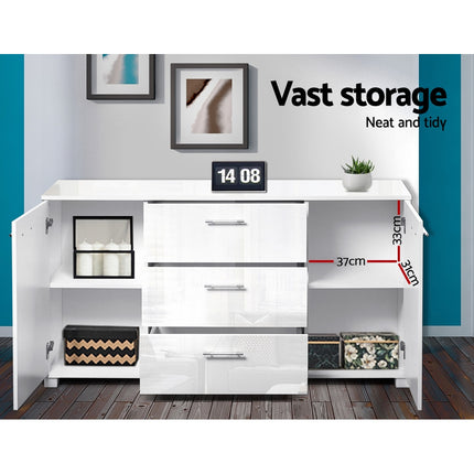 Artiss Buffet Sideboard High Gloss - White.