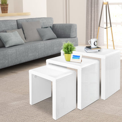 Artiss Nesting Coffee Table Set of 3 Glossy White.