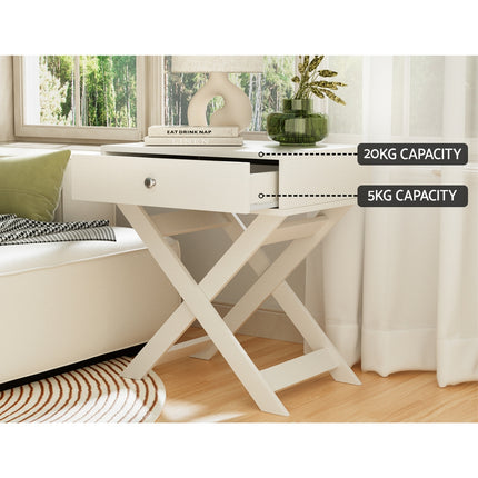 Artiss Bedside Table Drawers Side Table Storage Cabinet Nightstand White QARA.