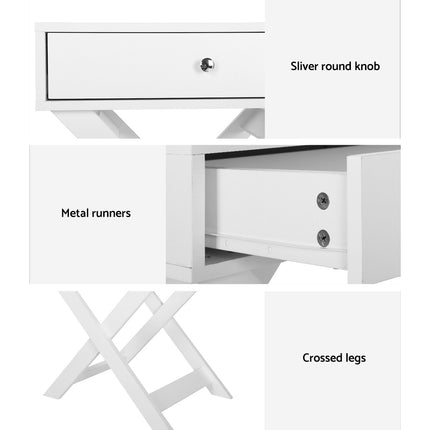 Artiss Bedside Table Drawers Side Table Storage Cabinet Nightstand White QARA.