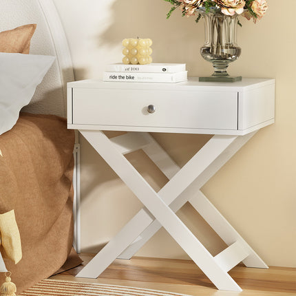 Artiss Bedside Table Drawers Side Table Storage Cabinet Nightstand White QARA.