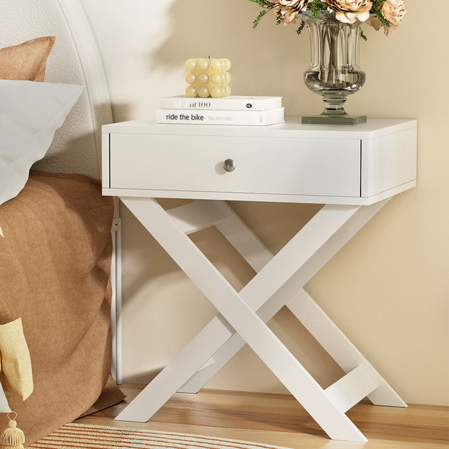 Artiss Bedside Table Drawers Side Table Storage Cabinet Nightstand White QARA.