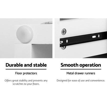 Artiss Bedside Tables LED 2 Drawers - REMI White.