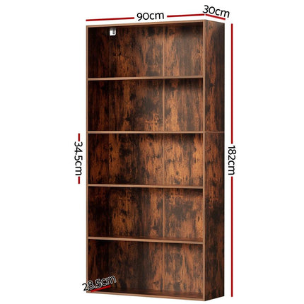 Artiss Bookshelf 5 Tiers Walnut.